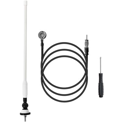 Anina 16 Inch Marine Trailer RV Radio Antenna Rubber Flexible Aerial Mast for Car Truck Boat ATV UTV Caravan Motorhome Motorcycle Radio FM/AM Reception Top Or Side Mount Rubber Antenna (White)