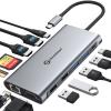 UtechSmart USB C Docking Station Triple Monitor - Universal Laptop Docking Station 12 in 1 for Thunderbolt 3/4, USB C Dock with USB 3.0 and 4K HDMI for MacBook Pro/Air/M1/M2 & Windows Gray view 1