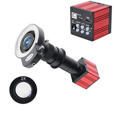 RADHAX Microscope Kit 51MP 1080P Microscope Camera 180X Lens Portable USB Industrial Electronic Digital Microscope Microscope Lens Adapters (Color : Red 2X Camera Kit)