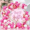 YongFoto 7.5x7.5ft Pink Happy Easter Round Backdrop Cover Watercolor Green Leaves Floral Garland Circle Photography Background Baby Shower Christening Ceremony Kids Portrait Photo Studio Props view 2