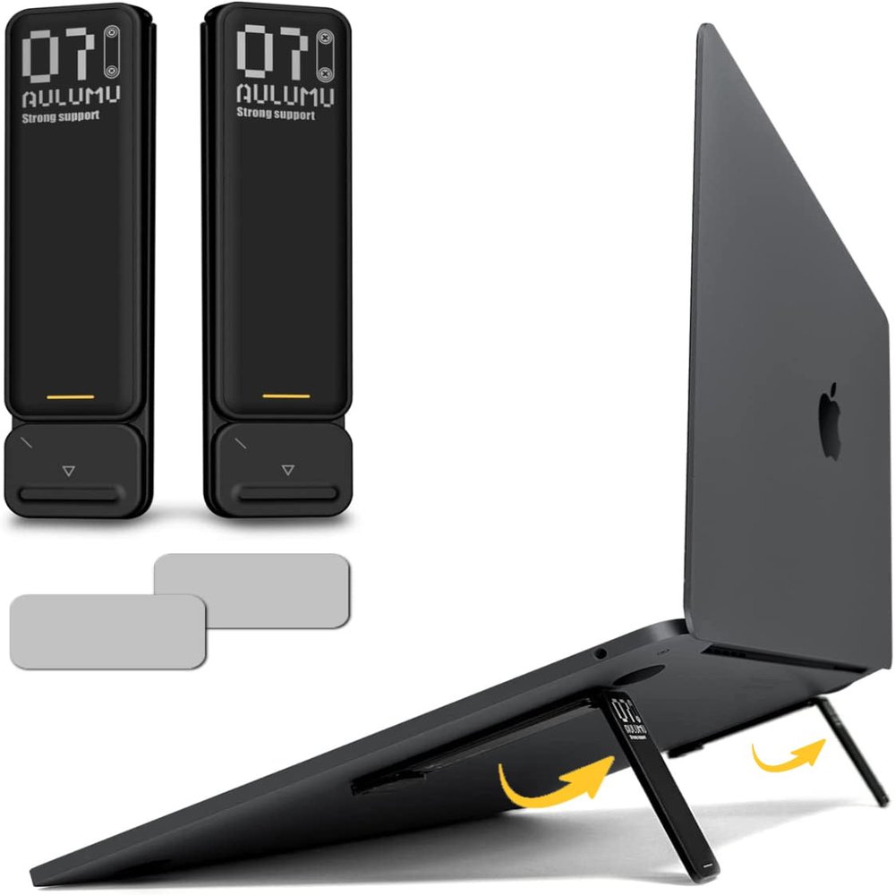 Aulumu G07 Pop Up Leg Stands Laptop, Super Portable Cooling Laptop Stand, Ergonomic Laptop Riser Lift for Desk for MacBook, All Laptops, Tablets, 8-20'', Black