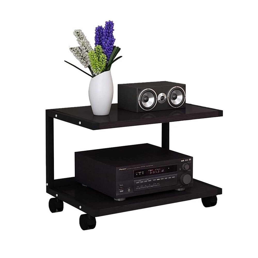 Entertainment Center Shelves Audio Bracket Speaker Cabinet with Pulley Floor Audio Bracket Media Equipment Rack Speaker Bracket Shelf Bookshelf 2 Layers Suitable for DVD players, cable boxes ( Color :