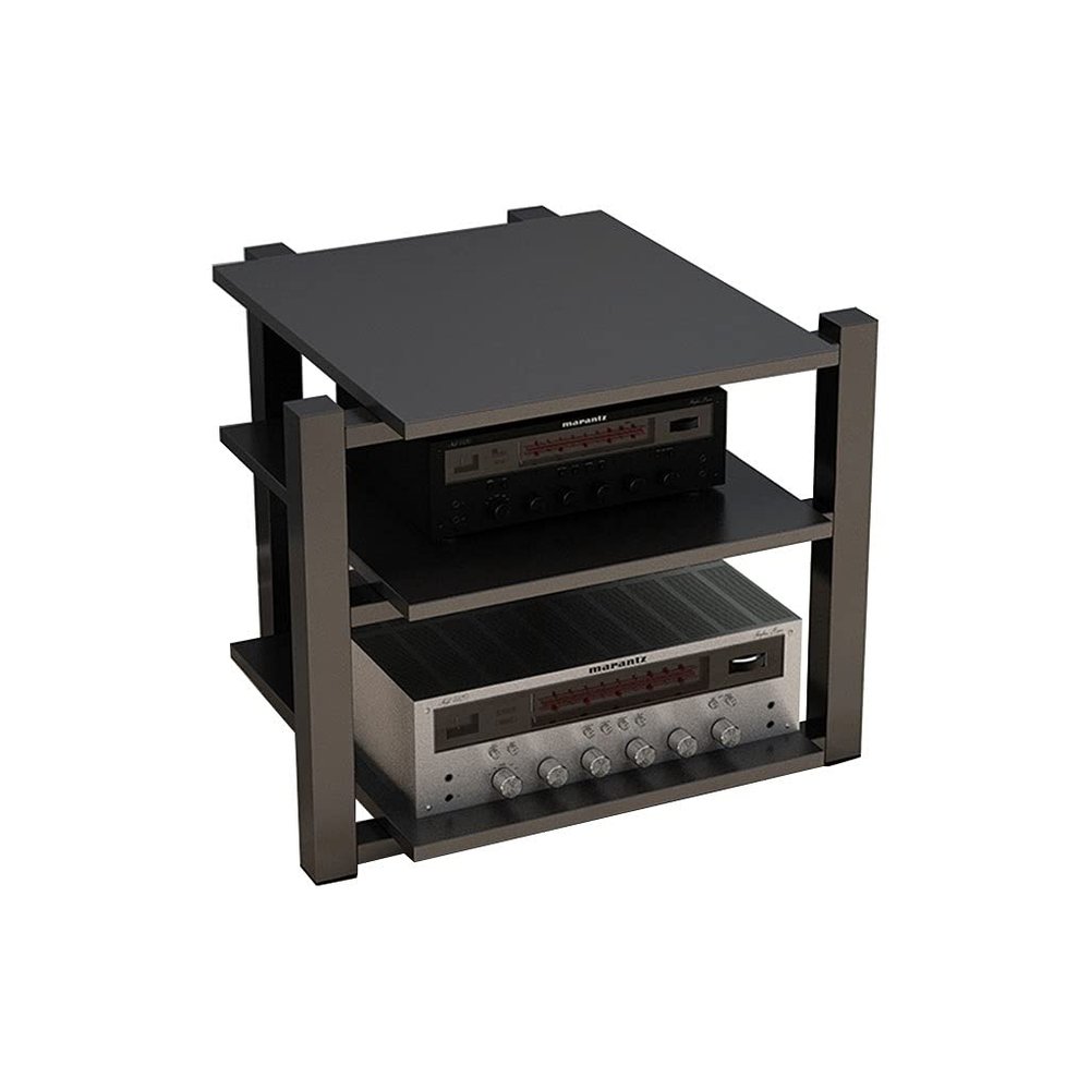 Entertainment Center Shelves Audio Bracket Floor Audio Bracket Modern Living Room Cabinet Speaker Bracket Three-layer Audio Bracket 25.59 Inches High Suitable for DVD players, cable boxes ( Color : Br