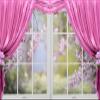 12x8ft Spring Window Scenery Photography Backdrop Pink Curtain Nature Scene Spring Backdrops Natural Pink Floral Party Banner Wall Decor Newborn Baby Kids Family Photo Shoot Booth Props view 4