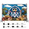15x10ft Cartoon Blue Farm Animals Photography Backdrop Blue Theme Barn Barnyard Baby Shower Happy Birthday Supplies Decoration Photoshoot Photo Studio Favor Banner Background view 2