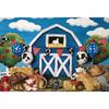 15x10ft Cartoon Blue Farm Animals Photography Backdrop Blue Theme Barn Barnyard Baby Shower Happy Birthday Supplies Decoration Photoshoot Photo Studio Favor Banner Background view 3