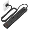 HOPOW Flat Plug Power Strip, 6 Ft Ultra Thin Extension Cord, Surge Protector with 5 Outlets & 3 USB Ports (2 USB C), 1700 Joules, Wall Mount, Desktop Charging Station for Home Office Dorm, Black view 1