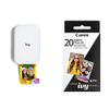 Canon IVY 2 Mini Photo Printer, Print from Compatible iOS & Android Devices, Sticky-Back Prints, Pure White + ZINK Photo Paper 20 Sheets Pack view 1