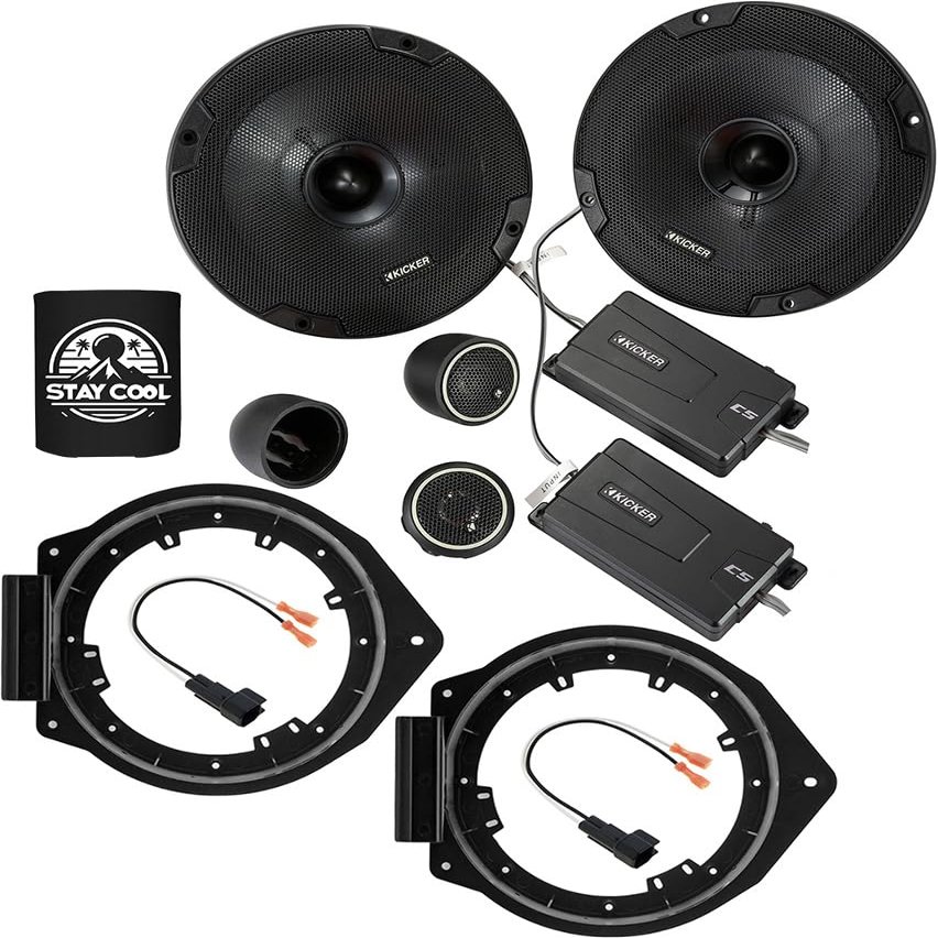KICKER Rear Door 6.5 Speakers Kit for Chevrolet Traverse 2018-2023 Upgrade Kit - Pair of CS Series 6 1/2 Inch Component Speakers with Adapters and Harnesses - CSS65, 46CSS654