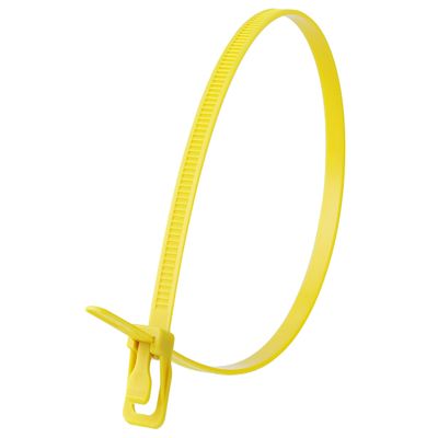 RETYZ 14-Inch Yellow Reusable Releasable Cable Ties  20 Pack, 120 lb Strength, Patented Quick-Release, Heavy-Duty Design for Industrial and Commercial Use
