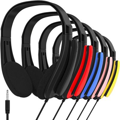 Maeline Stereo Headset with Microphone, 20 Pack On-Ear Headphones with Boom Mic for Library, Classroom (K-12 - College) Airplane, Student Online Learning, Recording, Wired 3.5mm Plug, Bulk Wholesale