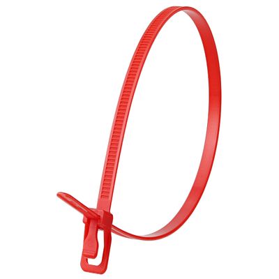 RETYZ 14-Inch Red Reusable Releasable Cable Ties  100 Pack, 120 lb Strength, Patented Quick-Release, Heavy-Duty Design for Industrial and Commercial Use