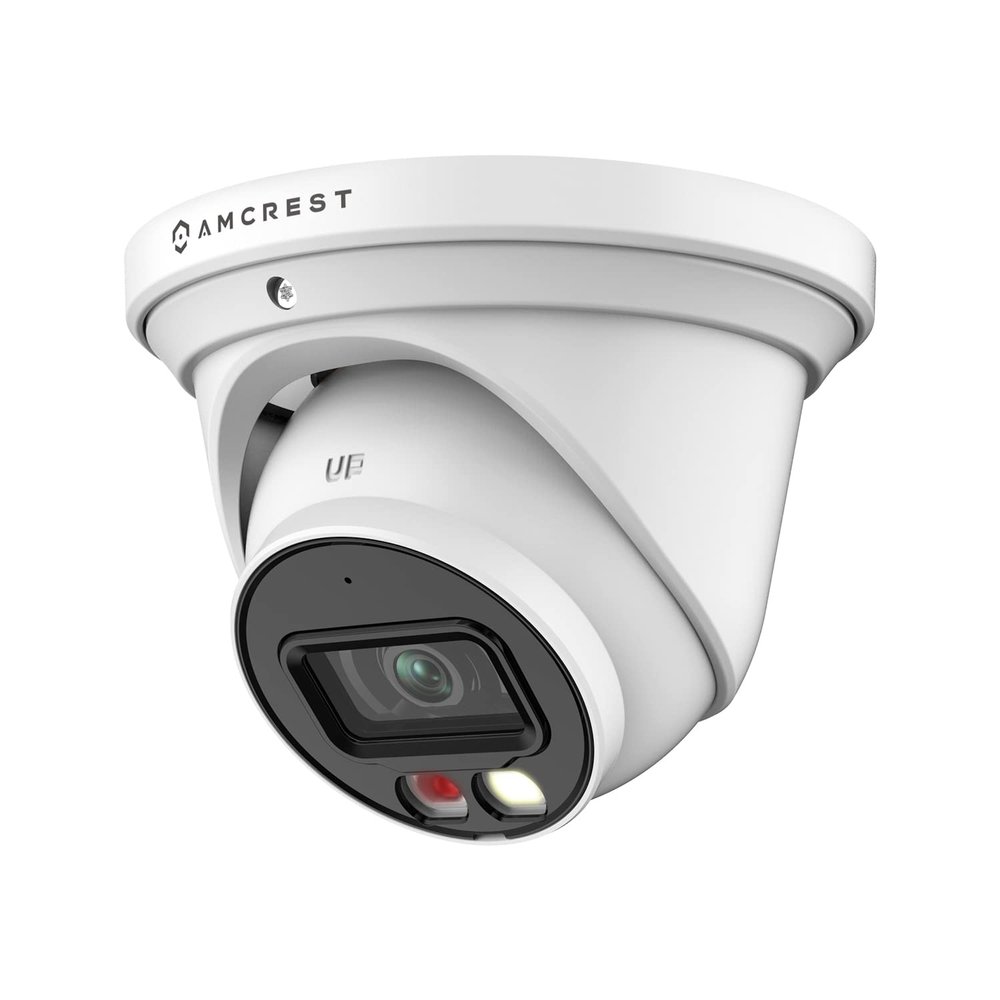 Amcrest 5MP AI Turret IP PoE Camera w/ 49ft Nightvision, Security IP Camera Outdoor, Built-in Microphone, Human & Vehicle Detection, Active Deterrent, 129 FOV, 5MP@20fps IP5M-T1277EW-AI