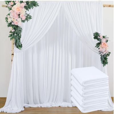 30ftx10ft White Wrinkle Free Backdrop Curtain for Wedding Parties, 6 Panels White Photo Background Curtains Backdrop Drapes for Birthday Baby Shower Anniversary Party Supplies