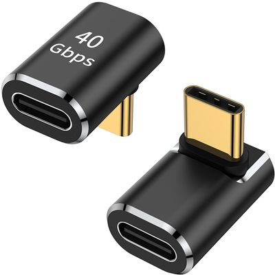 AuviPal USB C 90 Degree Adapter (2 Pack), Up and Down Right Angle L Shape USB Type C Male to Female Connector for Steam Deck, ROG Ally, MacBook, Tablet, Phone and More - Black