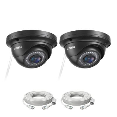 ZOSI 2 Pack 5MP 3K Add-on Security Dome POE Camera with Cable, 2880 x 1620 Indoor Outdoor IP Camera, 80ft Night Vision, 3.6mm Lens, 95View Angle, IP66 Weatherproof (Only Work with ZOSI PoE NVR)