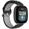 MOTONG Compatible with Fitbit Versa 4 Replacement Band - Silicone Replacement Wrist Band Strap Compatible with Fitbit Versa 4/3 / Sense 3/2(Silicone Black + Grey) view 2