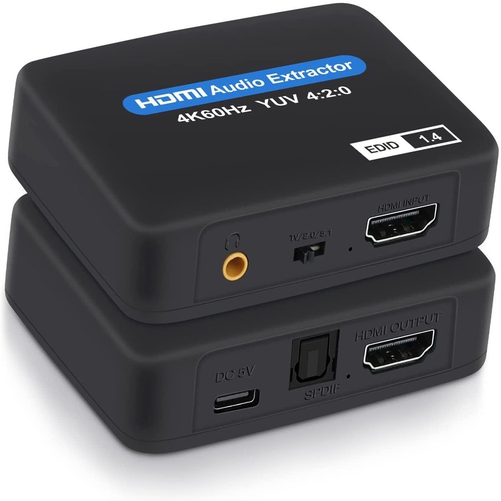 KSRplayer HDMI Audio Extractor 8K 60Hz 4K 120Hz 7.1CH/5.1CH/2CH Stereo Extractor Converter Optical TOSLINK SPDIF + 3.5mm Audio Splitter Adapter (4K)