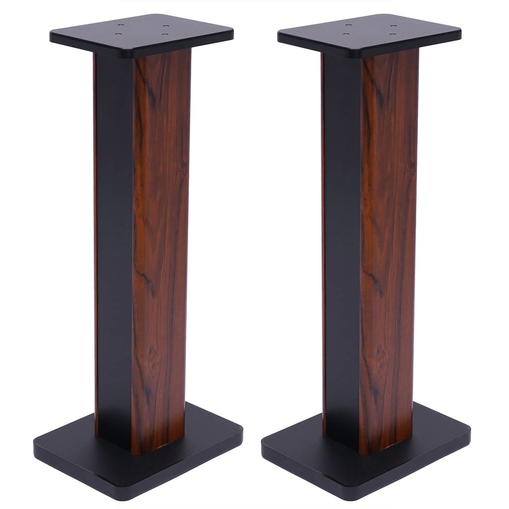 28Inch Bookshelf Speaker Stands Floor Speaker Stands,Heavy Duty Studio Monitor Stands Surround Sound for Home Theater Speakers with Sand Filling Tuning Function (28Inch Yellow Sandalwood)