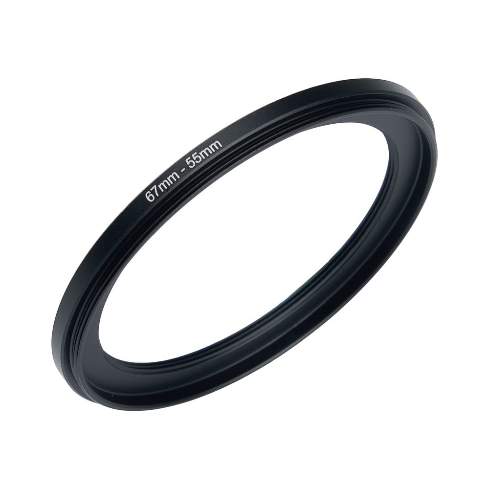 67mm to 55mm Step Down Ring Filter Adapter Applicable to All Brands of UV ND CPL Filter (67mm-55mm)
