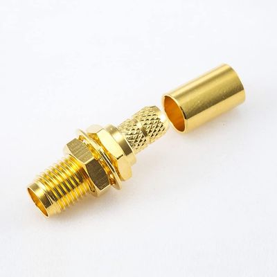 GXMRHWY 10PCS SMA Female Jack Cable Connector 180 Degree Panel Mount Front Bulkhead Crimp Type for RG58/RG142/SYV50-3