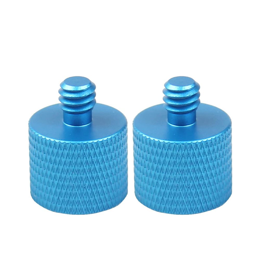 FEICHAO 2pcs Screw Mount 5/8 1/4 3/8 Female to 3/8 5/8 1/4 Male Adapter for Camera Photography Tripod Gimbal Conversion (3/8 to 1/4 Blue)