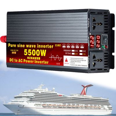 1000W/1600W/2200W/3000W/3500W/4000W/5000W/5500W/6000W/8000W/12000W Pure Sine Wave Power Inverter 12V/24V/48V/60V/72V dc to ac 110V/230V with 2 Socket, LCD Display, for Car RV,Yacht,5500W-60Vto110V