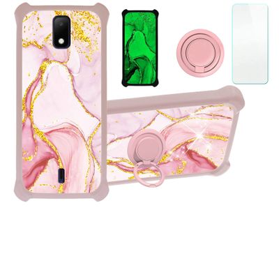 Aroepurt AtT Calypso 2 Case Compatible with AtT Calypso 2 U319AA Phone Case Cover [with Tempered Glass Screen Protector][Hard PC + Soft Silicone][Gold Glitter+Luminous] JSF-FDL
