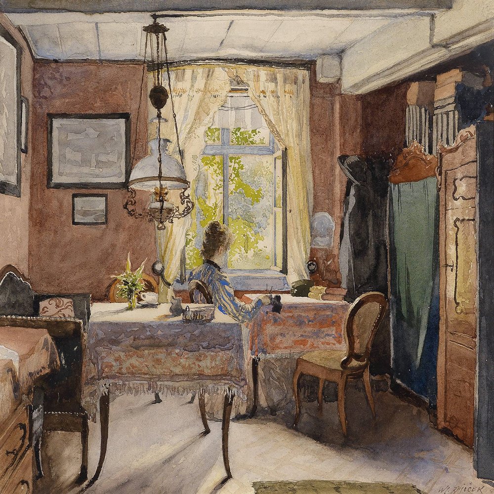 Carl Wenzel Zajicek : Sunny Interior : Archival Quality Art Print