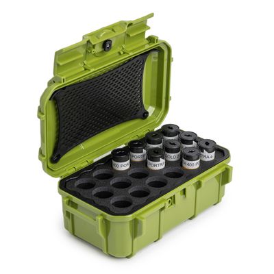 Evergreen 120mm Film Storage Case | Holds 18 Rolls of Medium Format Film | Waterproof, Crushproof, & Freezer Safe (Green)