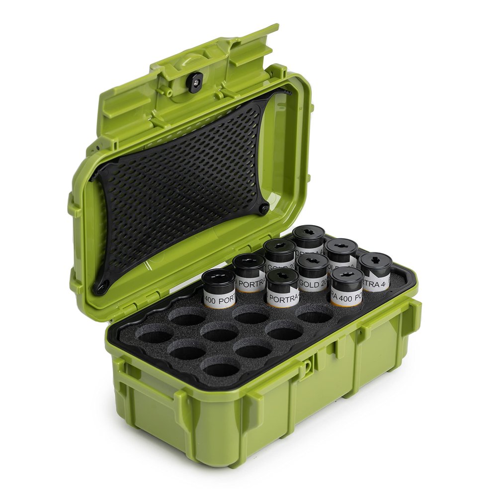 Evergreen 120mm Film Storage Case | Holds 18 Rolls of Medium Format Film | Waterproof, Crushproof, & Freezer Safe (Green)
