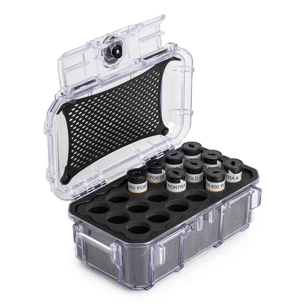 Evergreen 120mm Film Storage Case | Holds 18 Rolls of Medium Format Film | Preserve and Protect Your Film | Waterproof, Crushproof, & Freezer Safe (Film Not Included) (Clear)