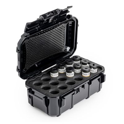 Evergreen 120mm Film Case | Holds 18 Rolls of Medium Format Film | Waterproof, Crushproof, & Freezer Safe (Black)