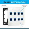 DIYTECH 8 Port Ethernet Wall Plate, Cat 6, Double Gang, RJ45 Female to Female Keystone Jacks - White view 2