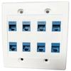 DIYTECH 8 Port Ethernet Wall Plate, Cat 6, Double Gang, RJ45 Female to Female Keystone Jacks - White view 3