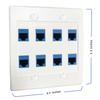 DIYTECH 8 Port Ethernet Wall Plate, Cat 6, Double Gang, RJ45 Female to Female Keystone Jacks - White view 4