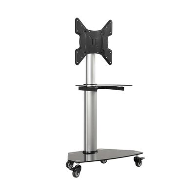 Tripp Lite Mobile Rolling TV Stand Cart with Mount for 32 55 Televisions, Elegant Glass Base and Shelf, Adjustable 50 62 Height, Durable Steel, 5-Year Warranty (DMCS3255SG62)