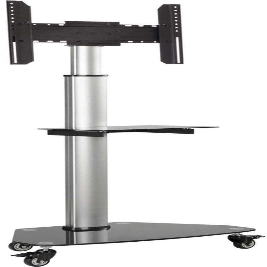Tripp Lite Mobile Rolling TV Stand Cart with Mount for 37  70 Televisions, Elegant Glass Base and Shelf, Adjustable 65  84 Height, Durable Steel, 5-Year Warranty (DMCS3770SG75)
