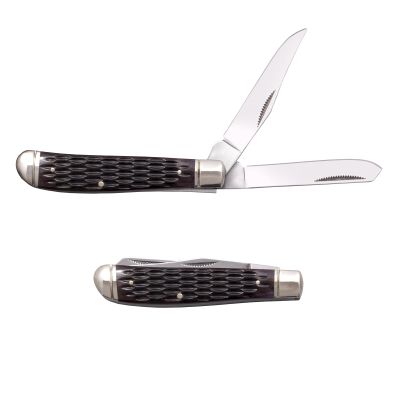 Cold Steel Mini Trapper Versatile Practical Durable Compact Pocket Folding Knife - 2 Blades; Jigged Bone Handle; Slip Joint Lock