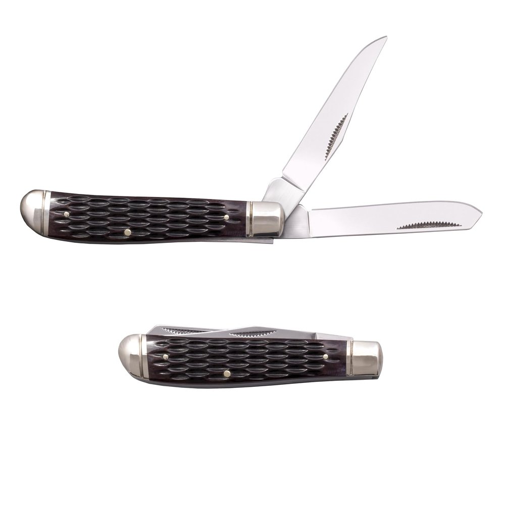 Cold Steel Mini Trapper Versatile Practical Durable Compact Pocket Folding Knife - 2 Blades; Jigged Bone Handle; Slip Joint Lock
