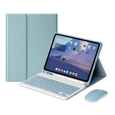 AnMengXinLing Keyboard Case for iPad Air 13 Inch (M3 2025/M2 2024)/Pro 12.9 6th/5th/4th Generation with Mouse Pencil Holder, Magnetically Detachable Keyboard Mouse, Blue