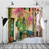 Loccor Fabric 5x3ft European Building Italian Street Backdrop Medieval Village Flower Stree Stone Wall Buildings Background Alley Scenery Photoshoot Studio Props Italian Theme Party Supplies view 2
