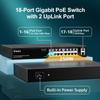 16 Port Gigabit PoE Switch with 2 Uplink Gigabit Ports, VIMIN 18 Port Unmanaged Ethernet PoE Switch with 250W Power, Support IEEE802.3af/at, VLAN, Metal Housing, 19 inch Rack-Mount, Plug & Play view 2
