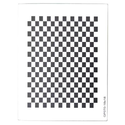 Chessboard Calibrator Lens Test Target Focus Calibration Chart Camera Distortion Correction Pattern Checker Oxidized Aluminum on Glass Base 18 Rows 18 Columns (400)