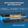 VIMIN 24 Port Gigabit PoE Switch with 2 Uplink Gigabit & 2 SFP Ports, 24-Port Ethernet PoE Switch Unmanaged w/ 320W High Power, Support IEEE802.3af/at, VLAN, Rack-Mount, Sturdy Metal Housing view 2