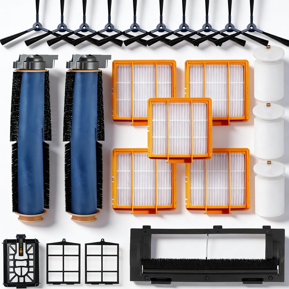 JoyBros Replacement Parts Accessories Kit for Shark AI AV2501AE AV2511AE RV2502AE RV2610WA RV2520 :2 Main Brushes,1 Roller Cover,5 Filters Hepa,3 Foams,2 Primary Filter,10 Side Brushes,1 Base Filter