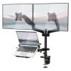 WALI Laptop Mount and Dual Monitor for Max 32" Monitor and 17" Laptop, Adjustable Spring Arm with Tilt, Swivel and Rotation, Dual Monitor and Notebook Stand with VESA 75/100mm(GSDM003LP), Black view 1