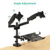 WALI Laptop Mount and Dual Monitor for Max 32" Monitor and 17" Laptop, Adjustable Spring Arm with Tilt, Swivel and Rotation, Dual Monitor and Notebook Stand with VESA 75/100mm(GSDM003LP), Black view 3