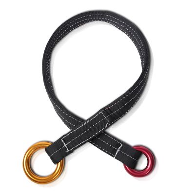 HERCHR Retrievable Anchor, 90CM Outdoor Climbing Tree Climbing Wire Lanyard Anchor Loop Belt with Two Hanging Rings for Garden Work Tree Arborist Friction Saver Loop Belt Sling Arborist Equipment