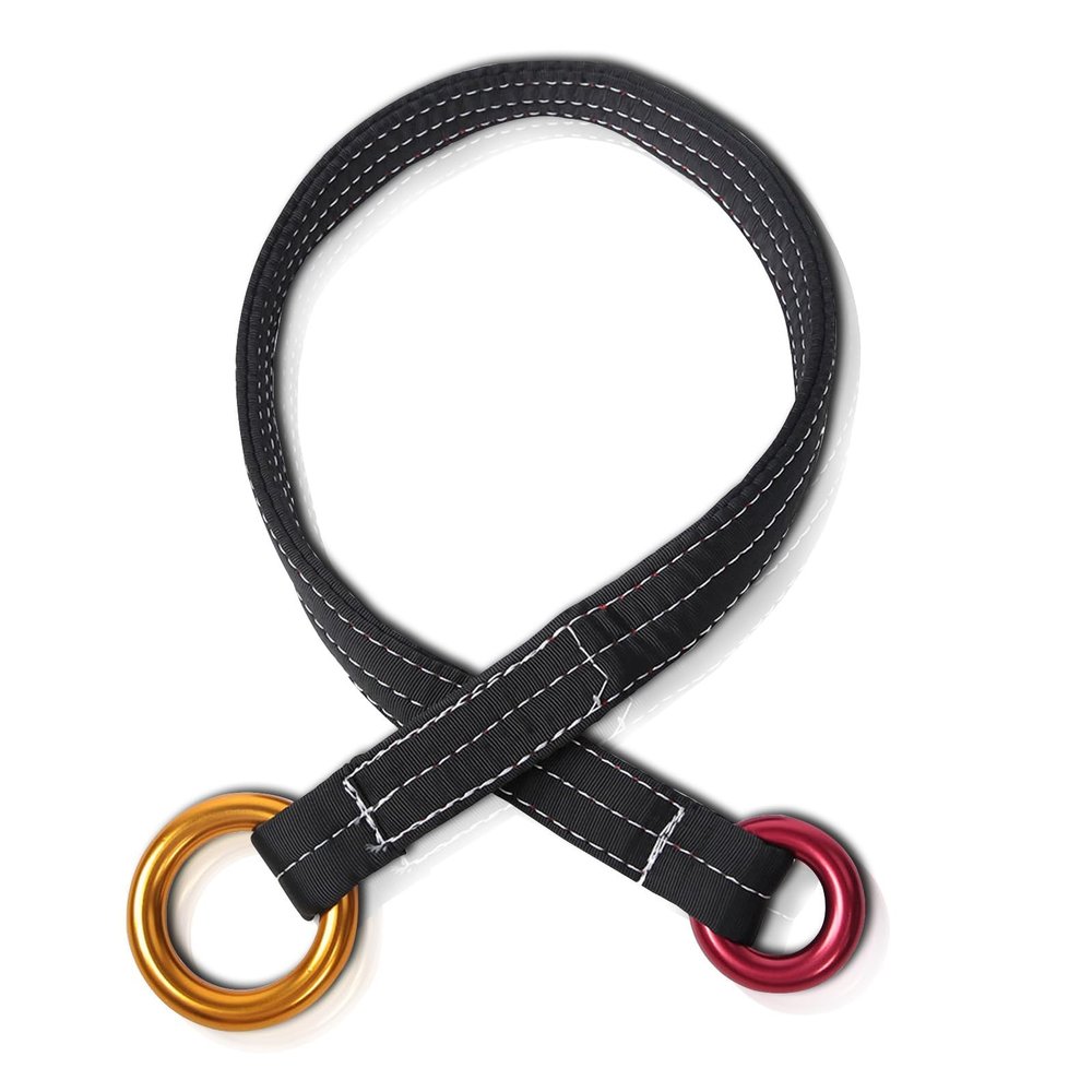 HERCHR Retrievable Anchor, 90CM Outdoor Climbing Tree Climbing Wire Lanyard Anchor Loop Belt with Two Hanging Rings for Garden Work Tree Arborist Friction Saver Loop Belt Sling Arborist Equipment